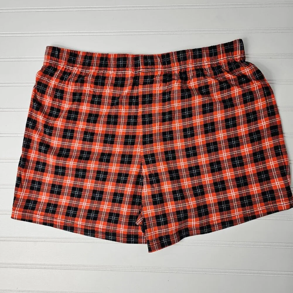 Rae Dunn Women's Orange Plaid Button Front Cotton Blend Sleep Shorts Size M - Picture 6 of 10